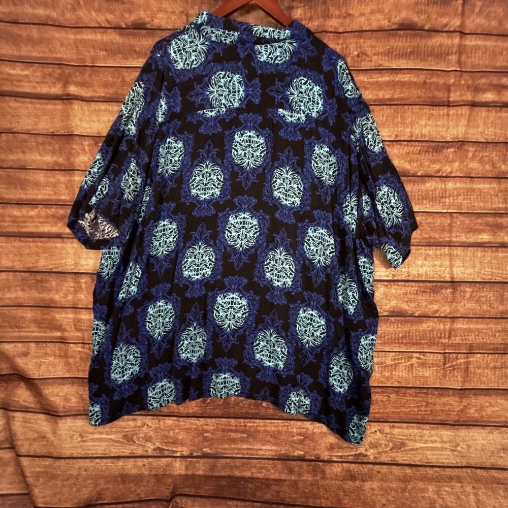 Vintage Pineapple Connection Shirt Mens 4XL Black Hawaiian Tribal‎ Tropical 90s